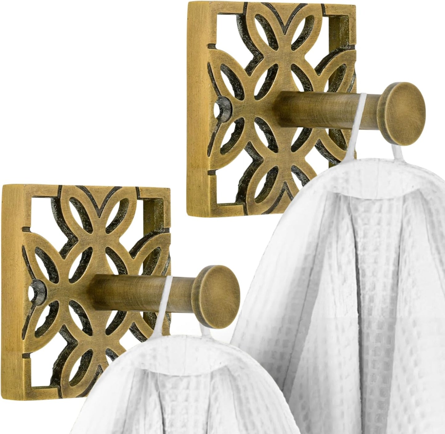 2 Ganchos Latón para Toallas Bata Puerta Baño