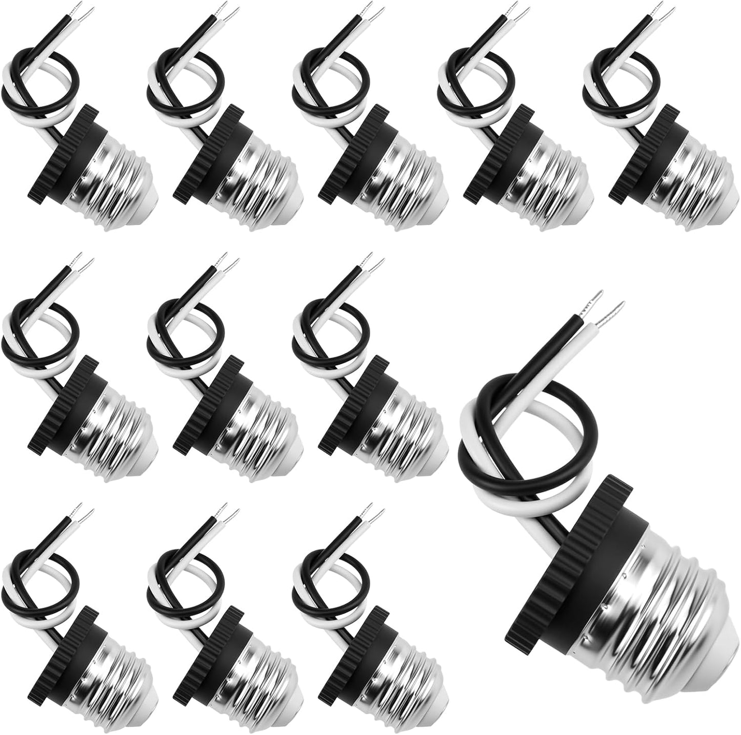 12 Pzas Base E26 Mediana Pigtail Cable 5.9pulg