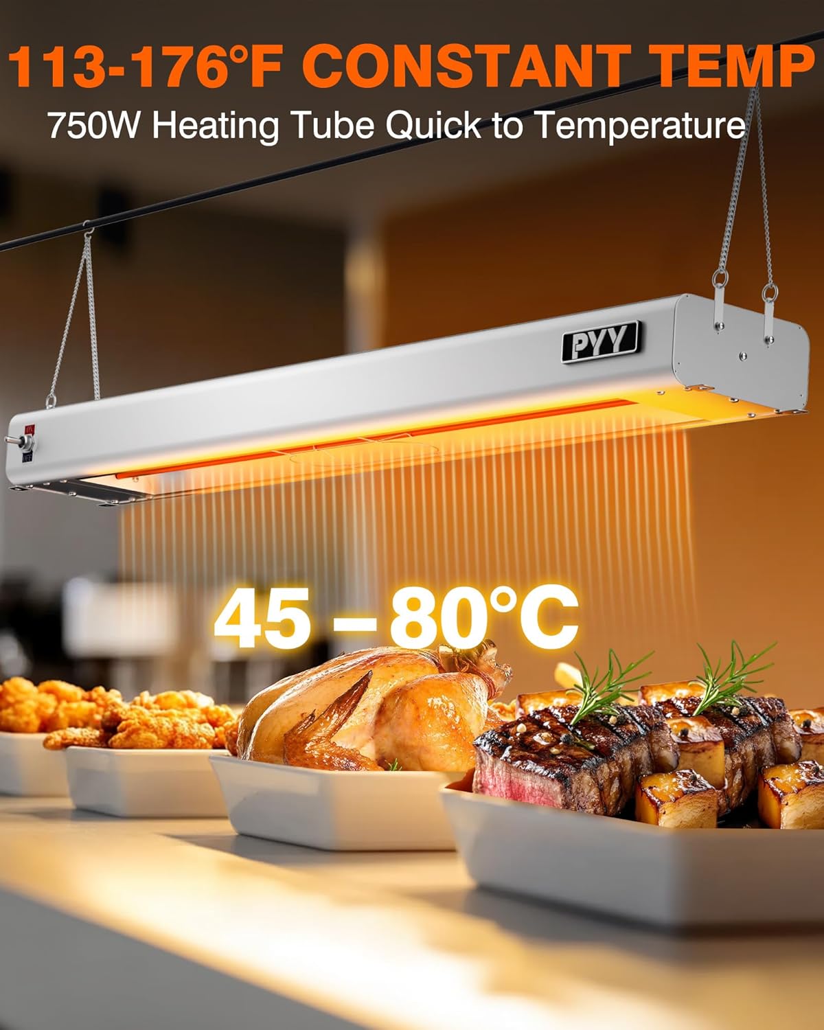Lámpara calor alimentos 750W para catering cocina