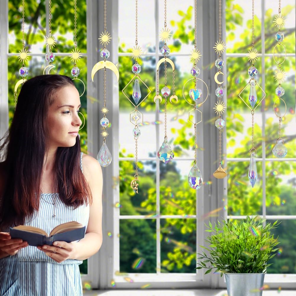 10 Pzas Atrapasoles Cristal Colgantes Prisma para Ventanas Balcón