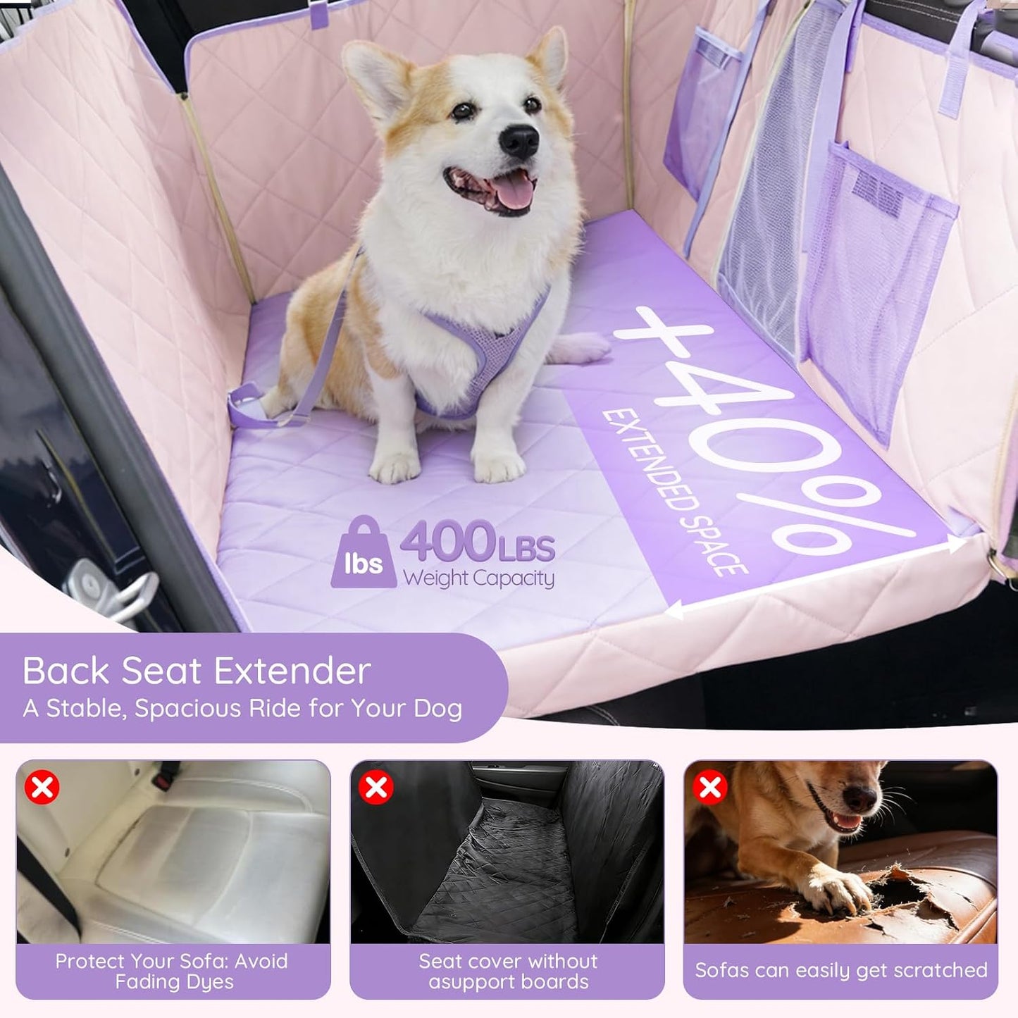 Extensor asiento perro 420lb plataforma Oxford 600D