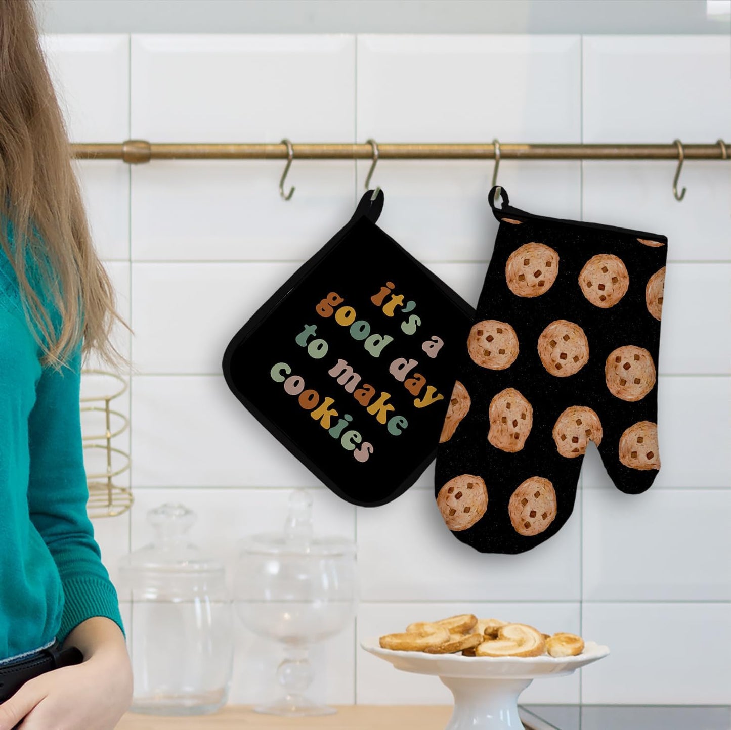Juego guantes horno soportes ollas resistente calor cocina