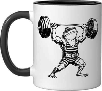 Taza cerámica estilo vintage para levantamiento de pesas y bodybuilding negra/blanca