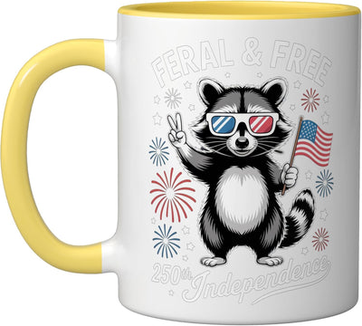 Taza Cerámica Celebración 4 de Julio Amarillo/Blanco