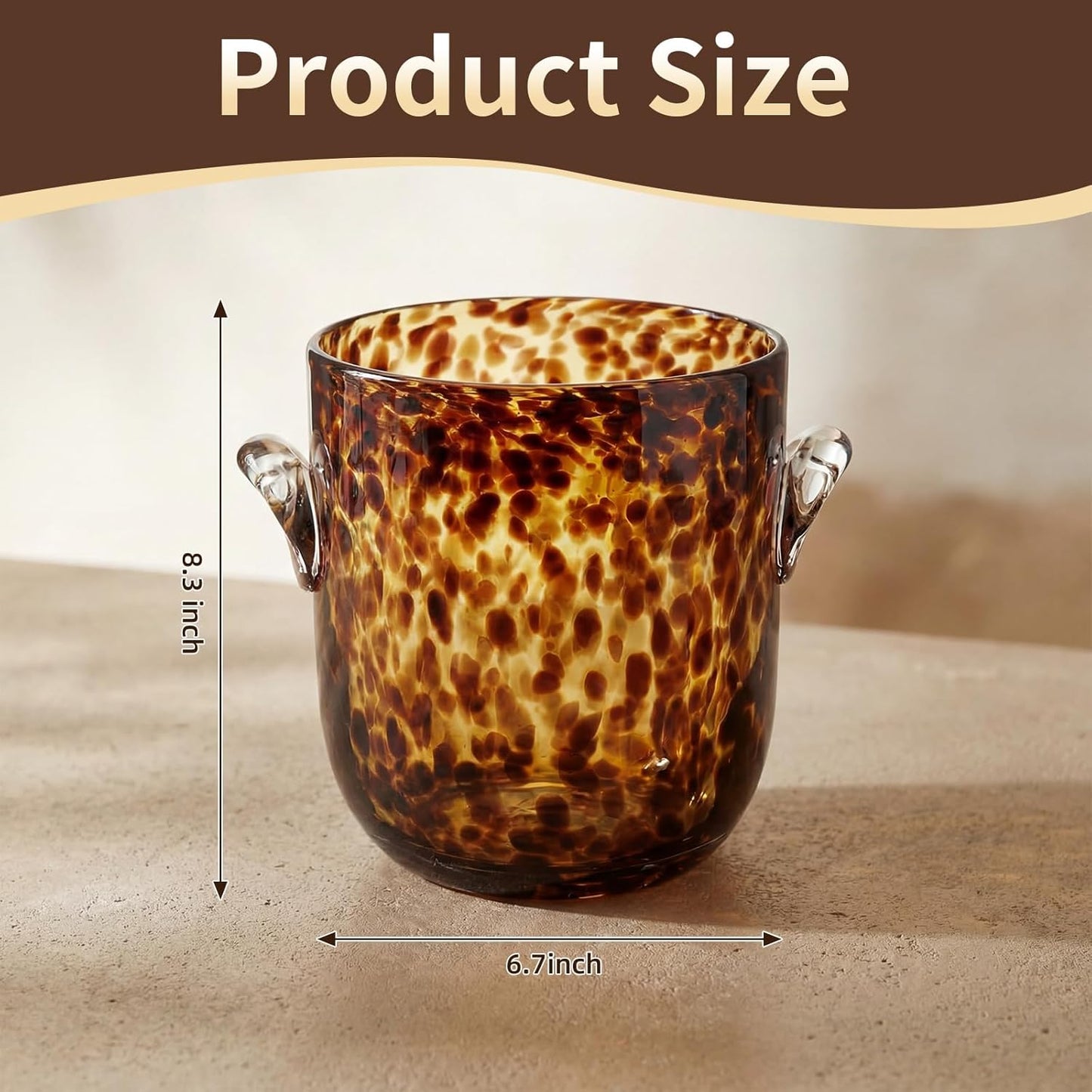 Cubo hielo vidrio patrón tortuga 6.6pulg enfriador bebidas