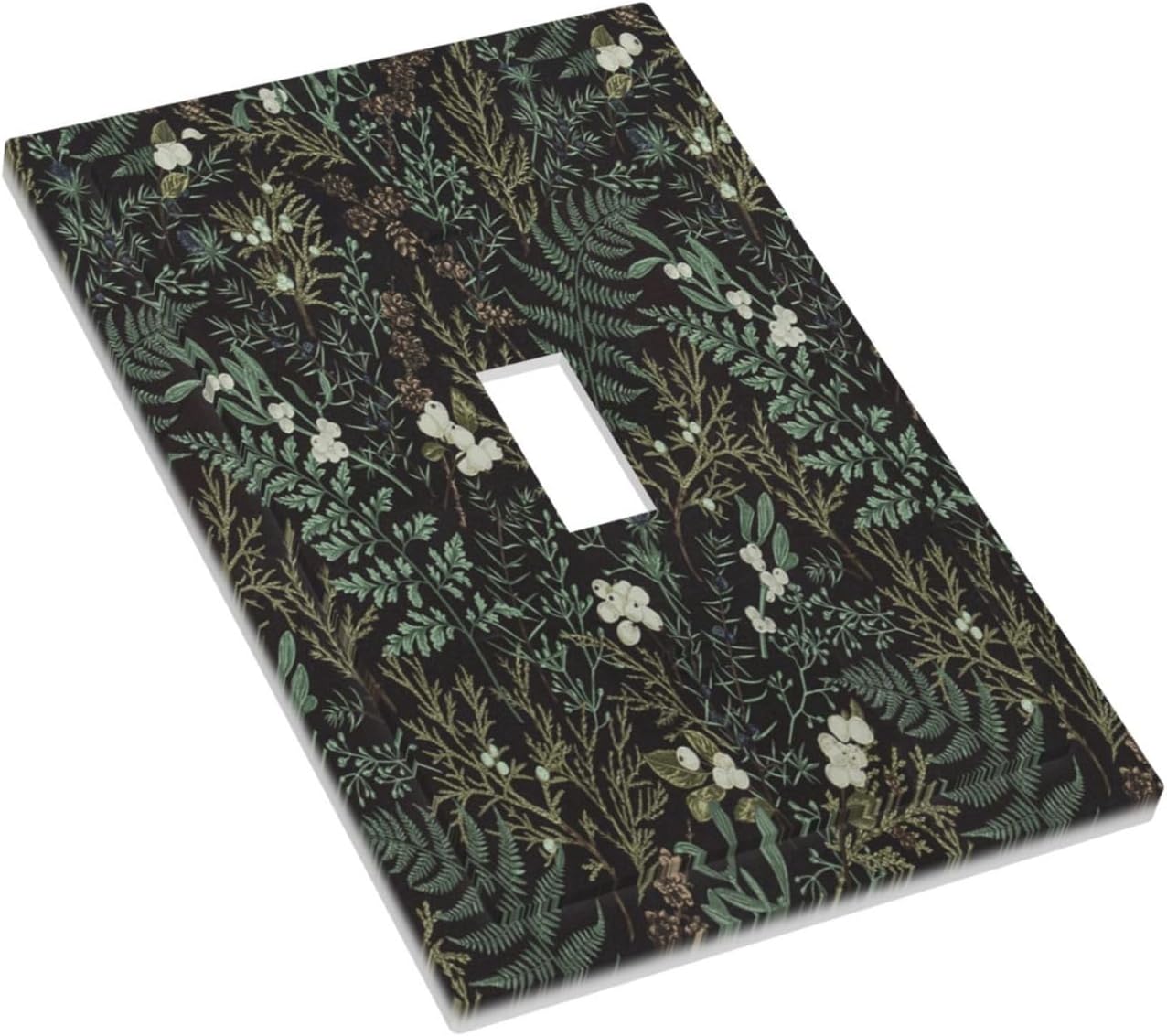 Placa decorativa interruptor hoja musgo negro floral