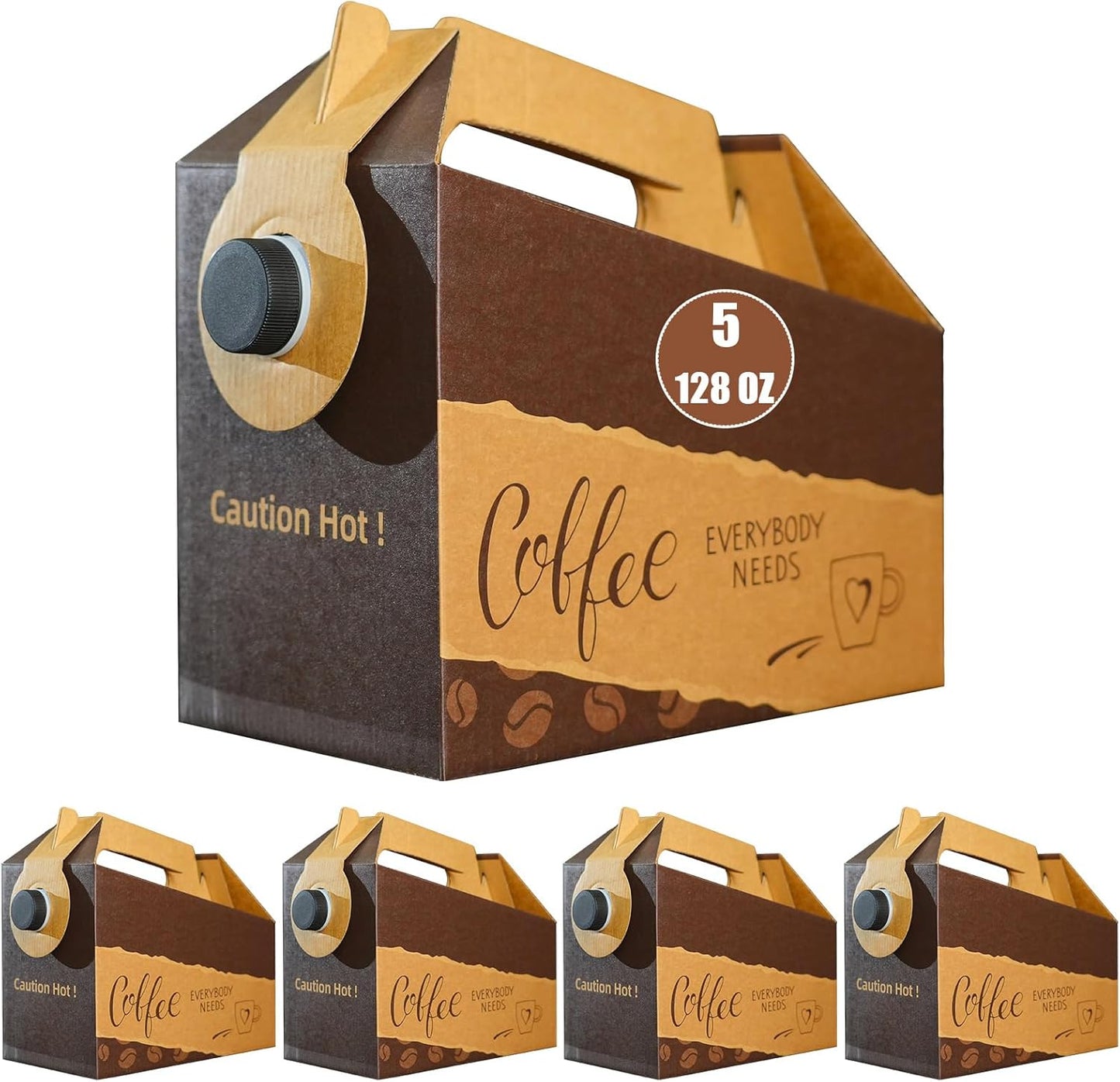 5 Pzas Dispensador Cafés 128oz Portátil con Asa y Tapas