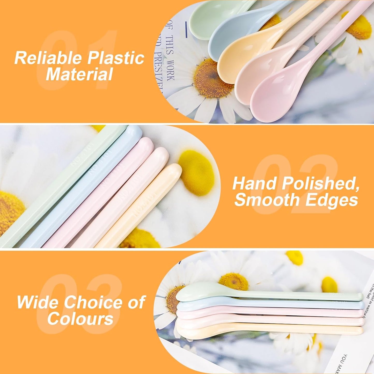 Cucharas plástico mango largo mezcladora 7.8pulg reutilizables