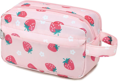 Neceser viaje niños impermeable fresa rosa