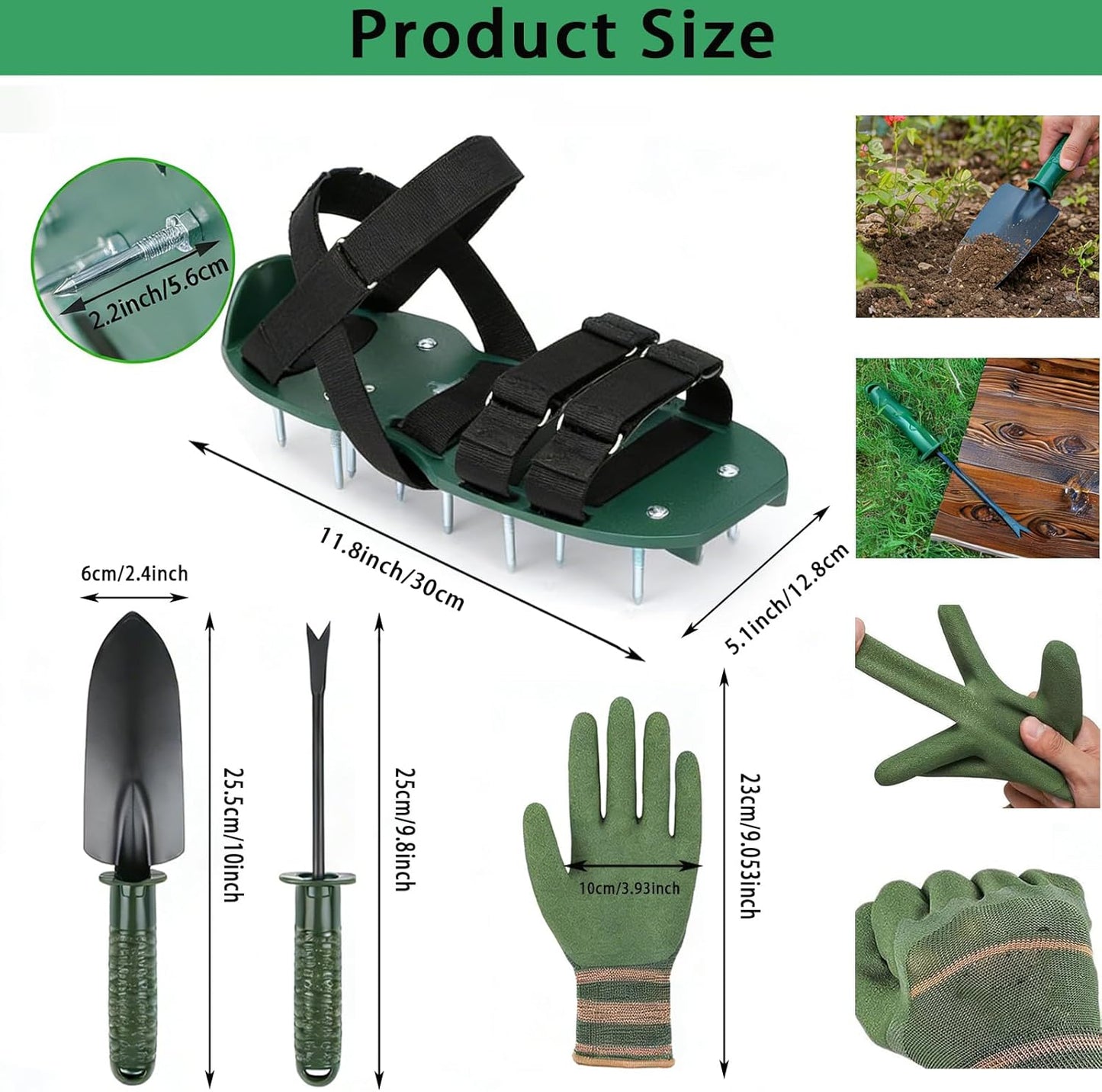 Zapatos aireadores césped con pala guantes 2.2pulg