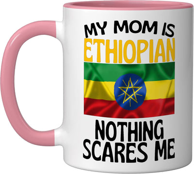 Taza cerámica para mamá etíope divertida color rosa/blanco
