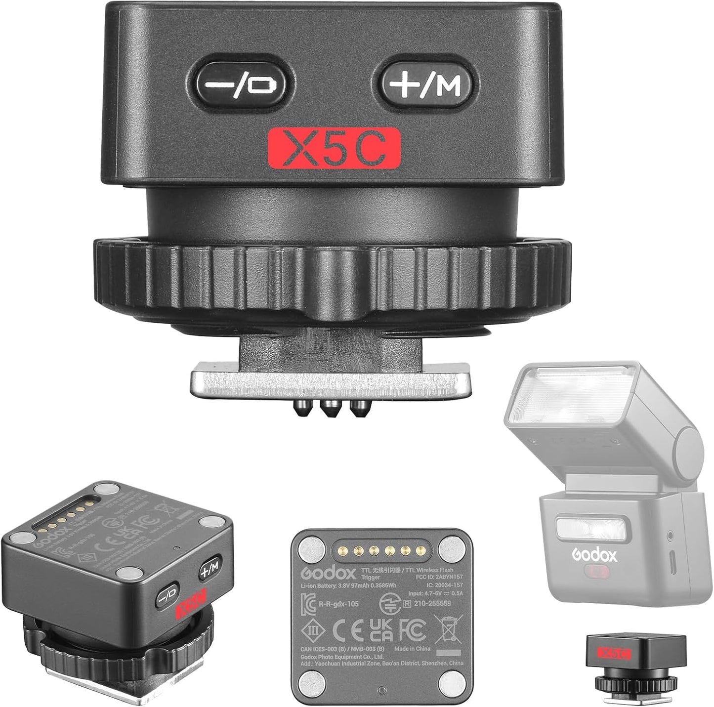 Disparador flash X5C TTL zapata magnética 2en1