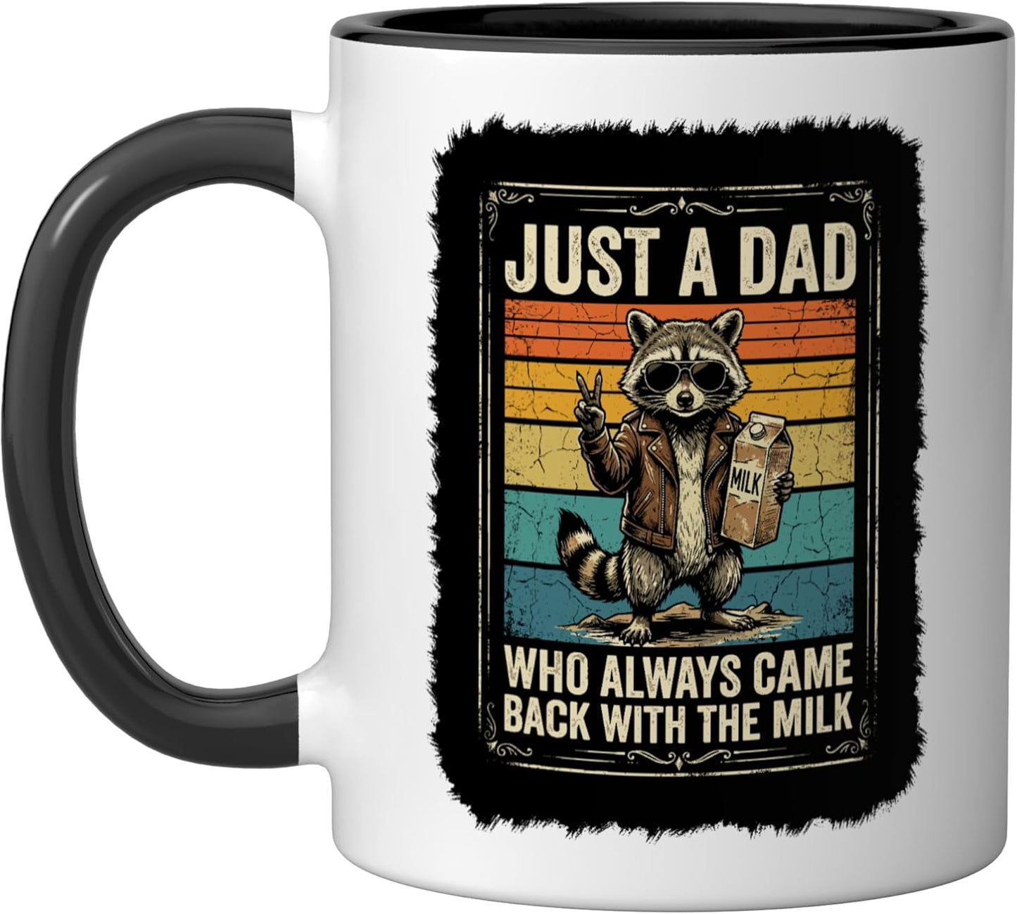 Taza de cerámica de zorro con leche divertida negra/blanca