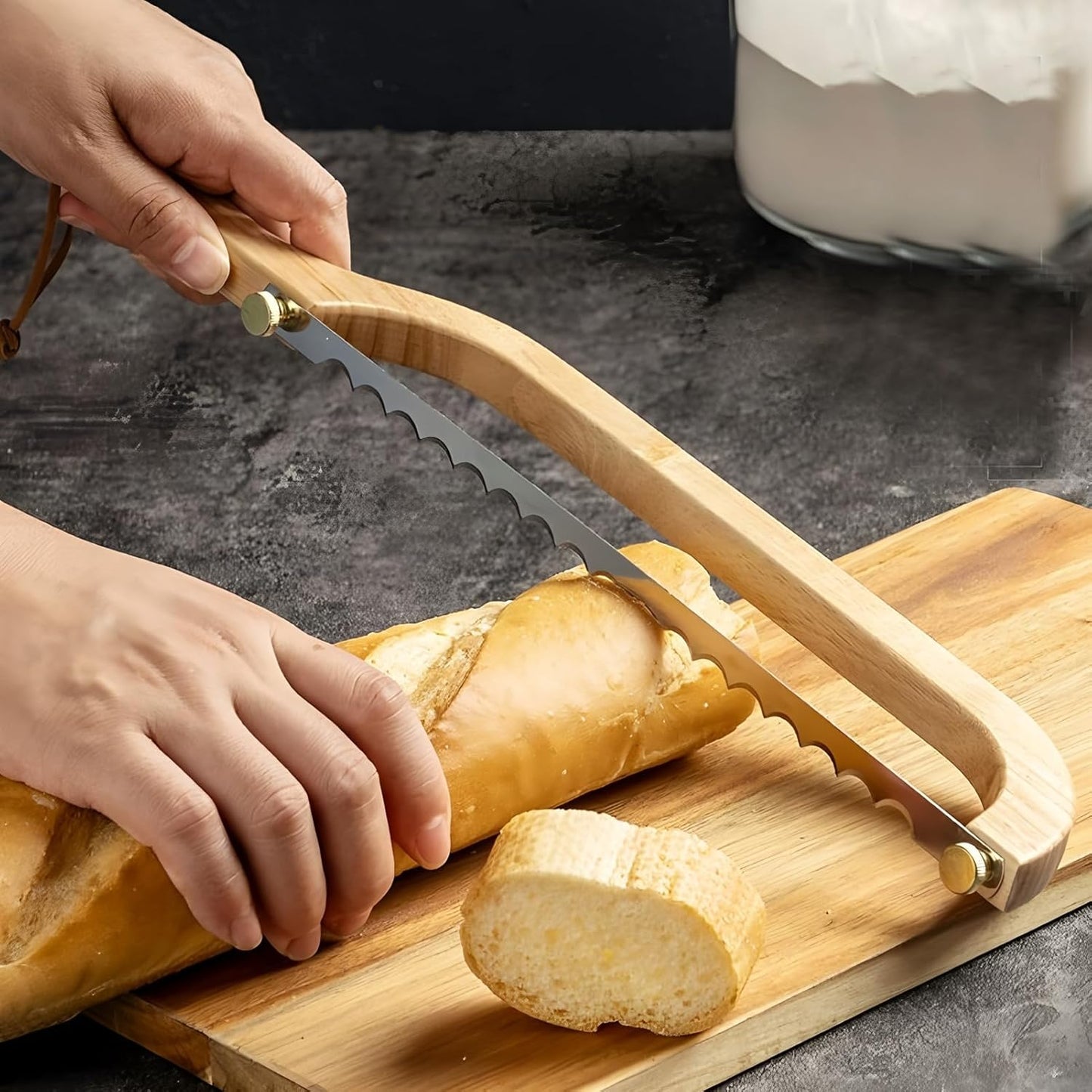 Paquete de 4 cuchillas de acero inoxidable para cuchillo de pan de madera