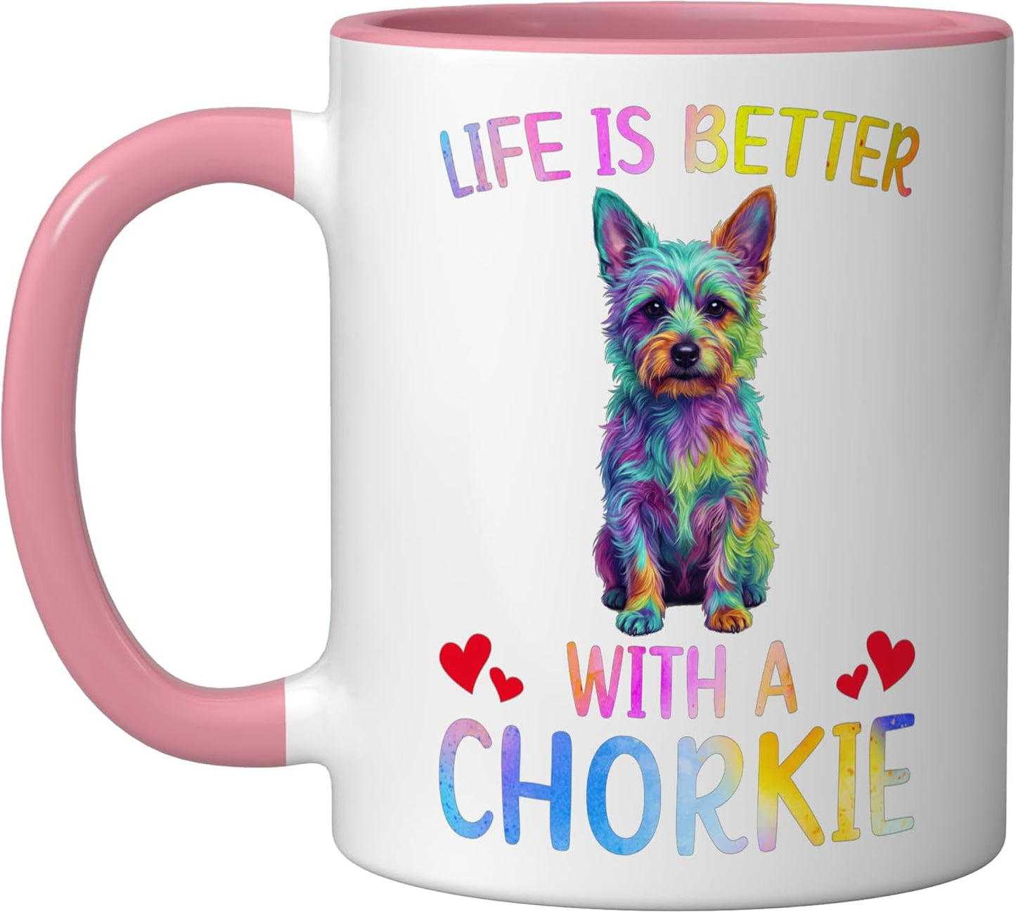 Taza Cerámica para Dueño de Chorkie Rosa/Blanca