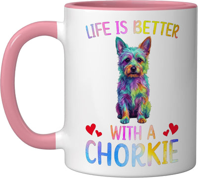 Taza Cerámica para Dueño de Chorkie Rosa/Blanca
