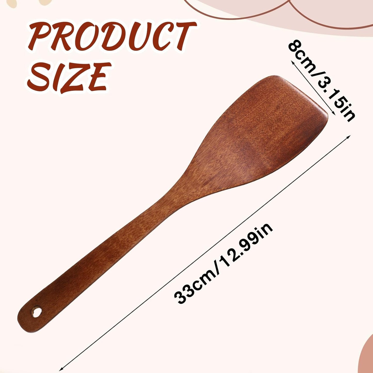 Espátula de madera de mango larga antiadherente para cocinar huevos, pescado y panqueques