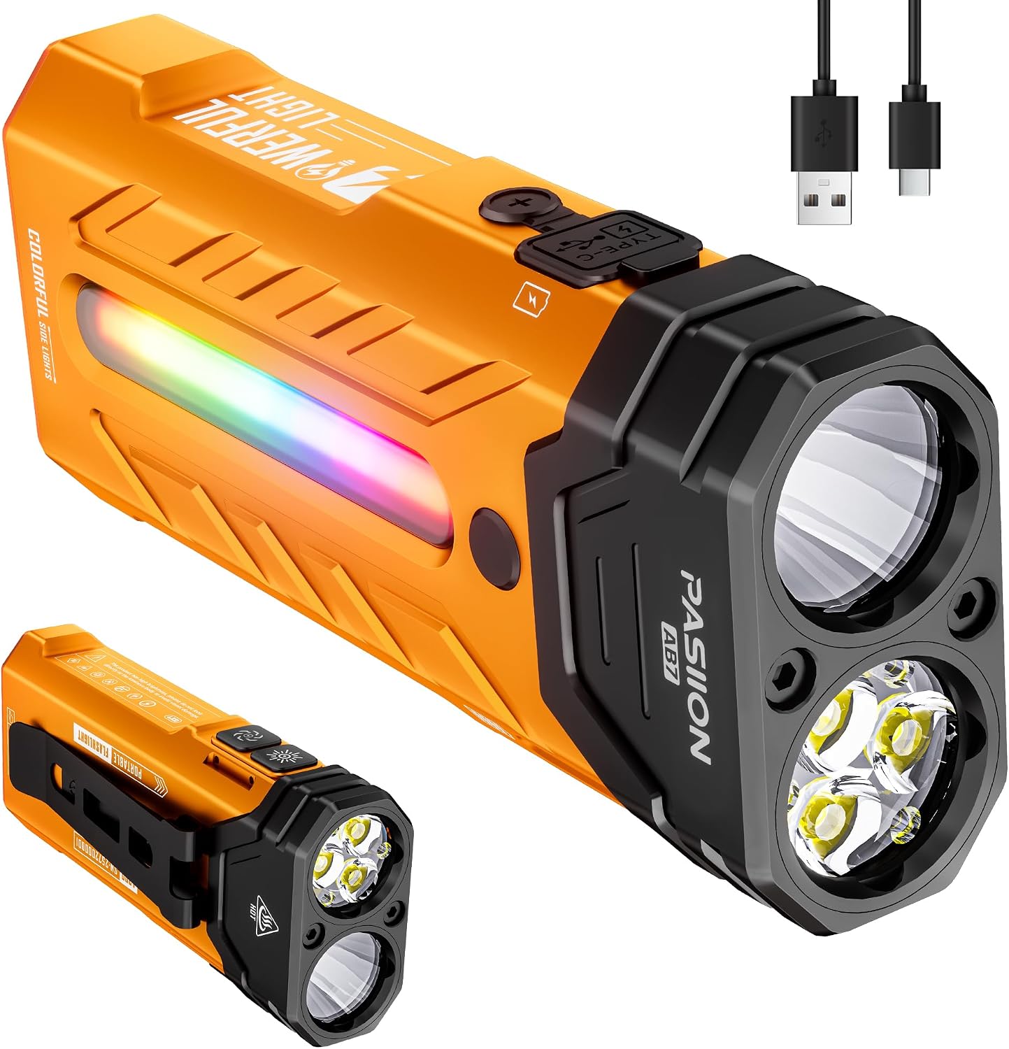Linterna EDC recargable 3250 lúmenes RGB 55 modos USB C impermeable