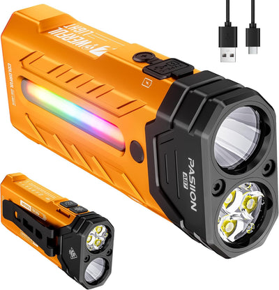 Linterna EDC recargable 3250 lúmenes RGB 55 modos USB C impermeable