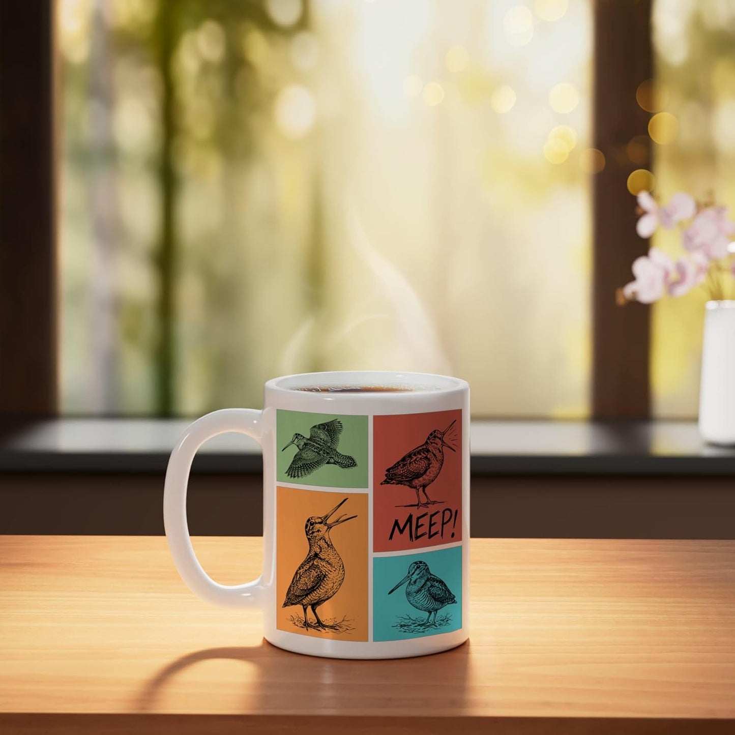 Taza Cerámica Meep Bird Meme Observa Avestruz Blanco