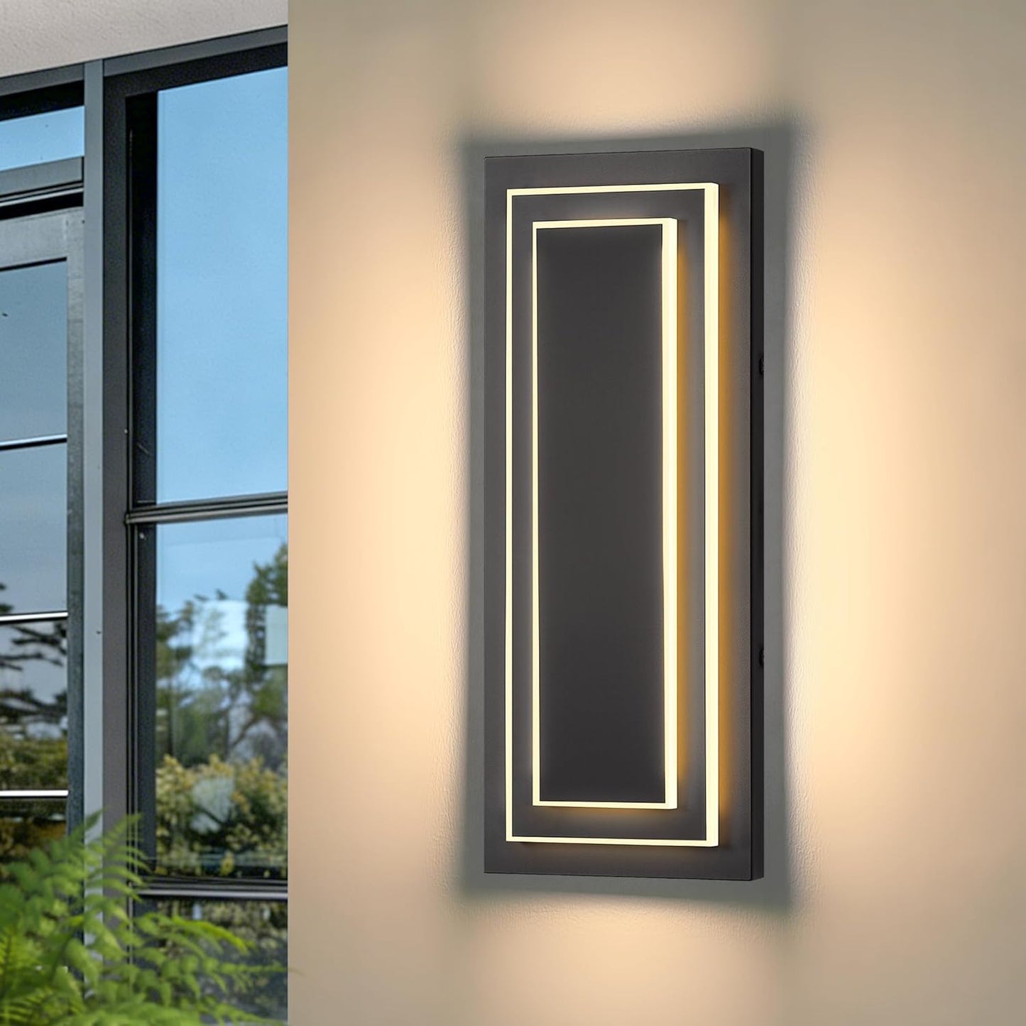 Lámpara aplique pared exterior LED negro 15.7pulg