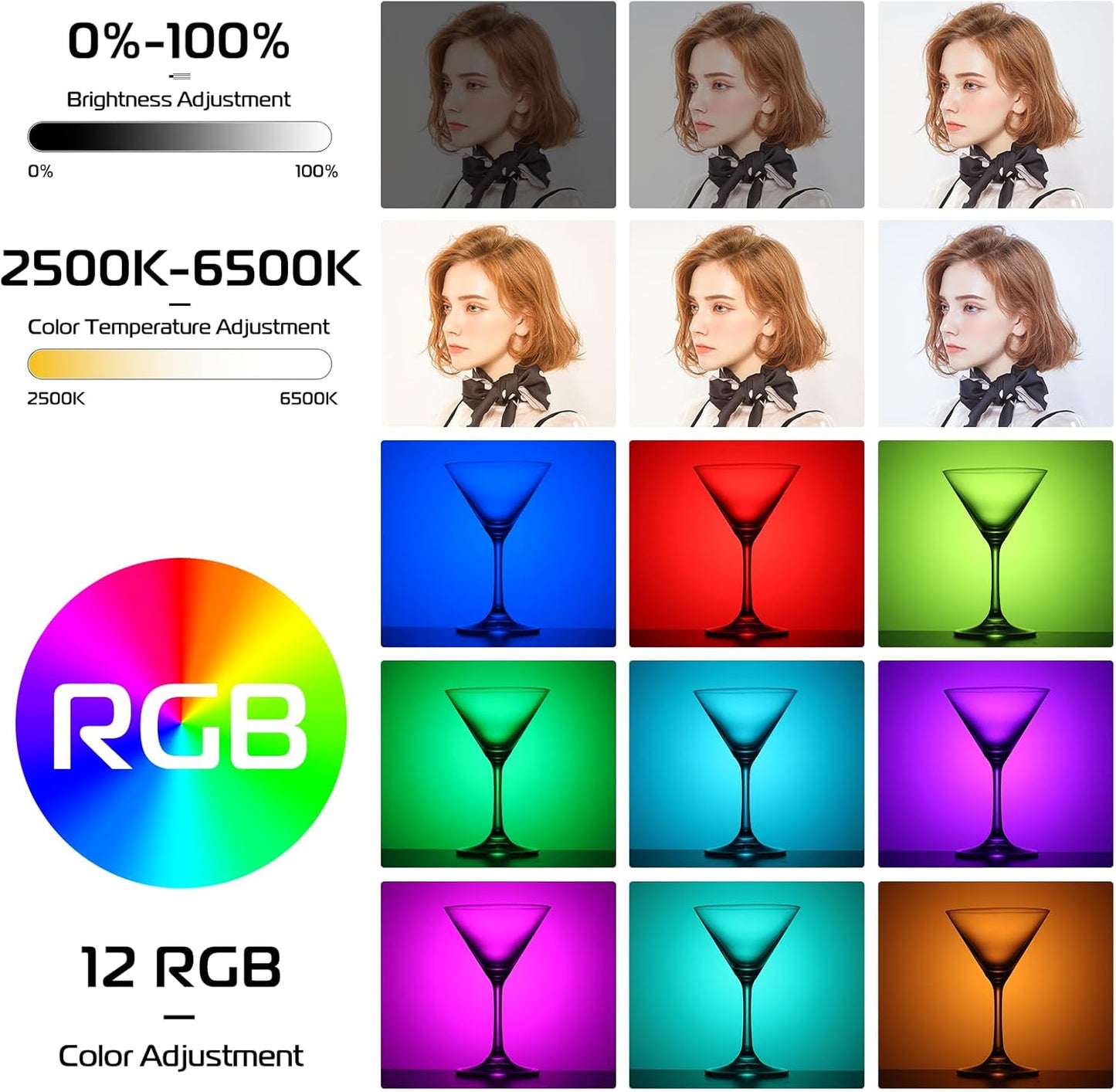 Luz RGB portátil para cámara CRI95