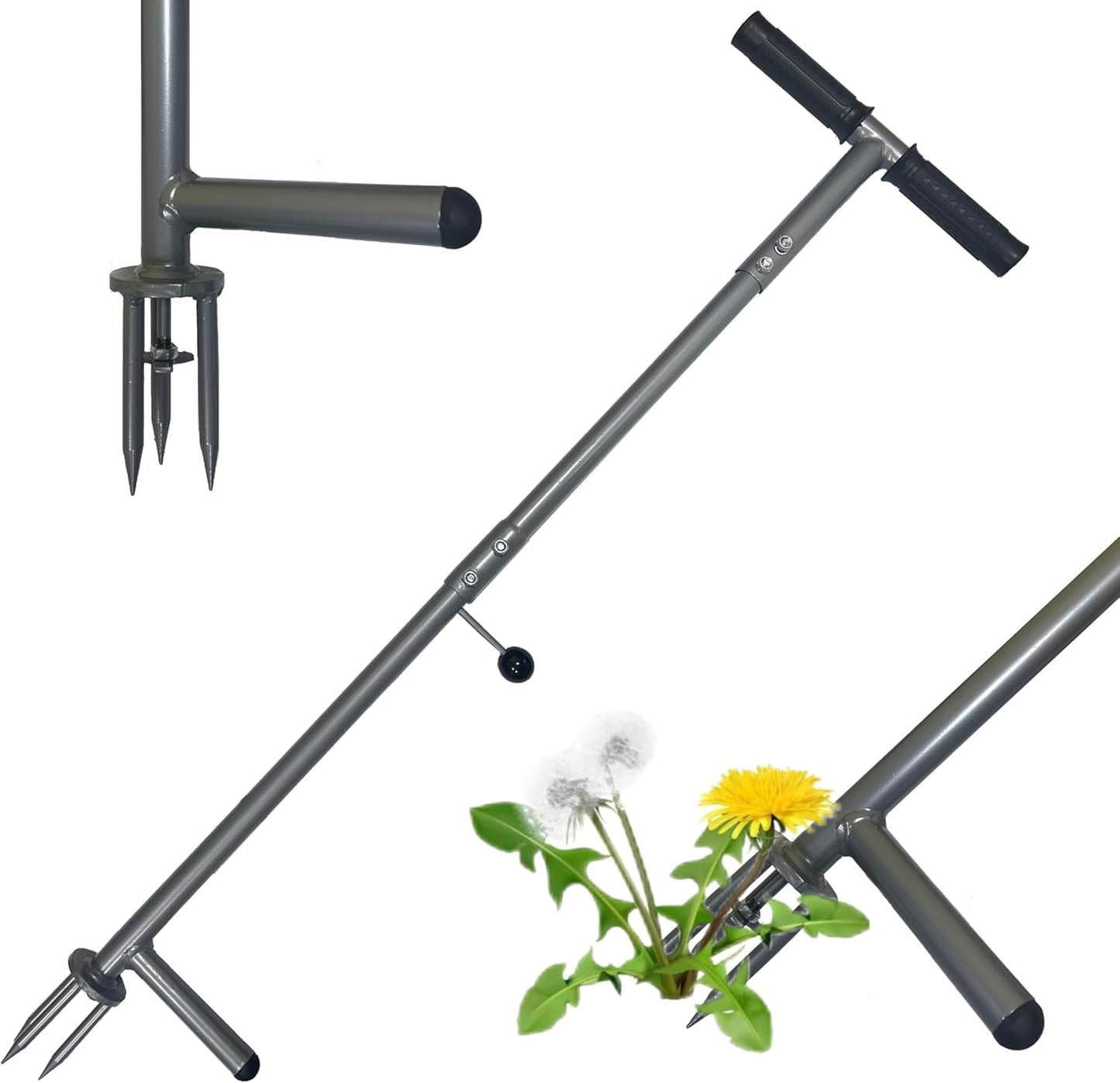 Herramienta extracción malezas acero inox mango ergonómico pedal