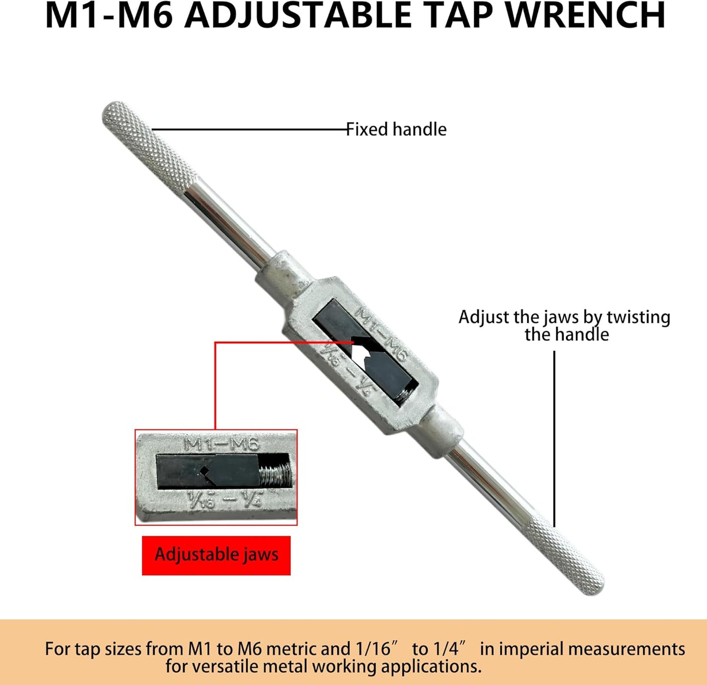 Mango llave ajustable métrico M1-M6 acero 1/16-1/4"