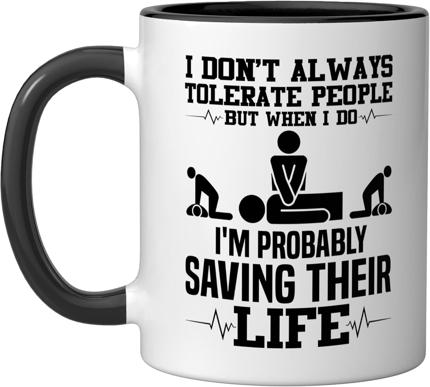 Taza cerámica para instructor CPR negra/blanca