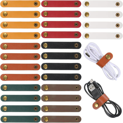Organizador cables cuero 28 pzas 7 colores portátil