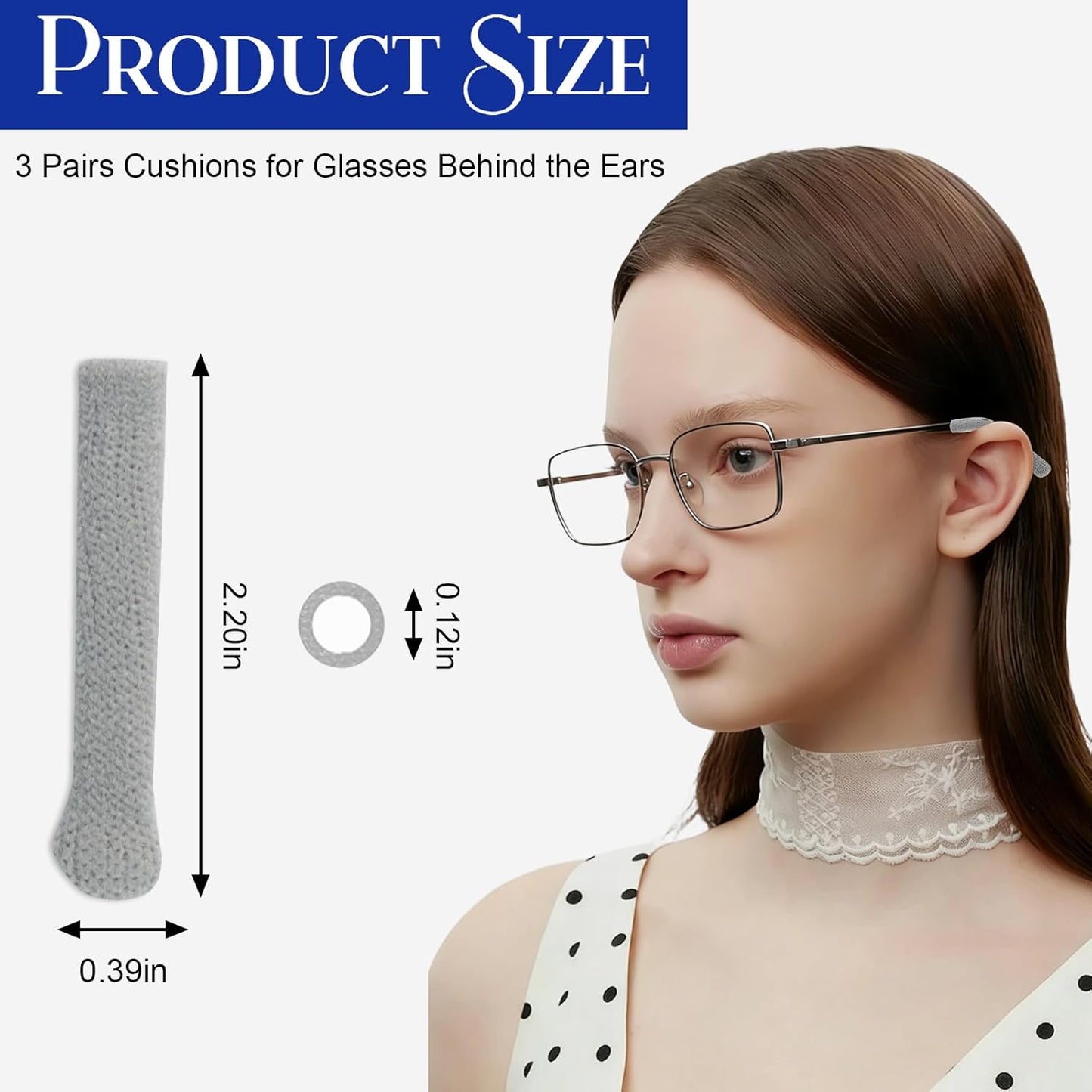 3 Pzas Almohadillas Oídos Gafas Algodón Suave