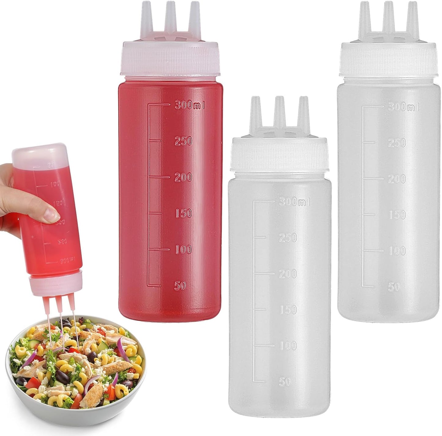 3 Botellas Exprimibles 3 Agujeros para Salsas Condimentos