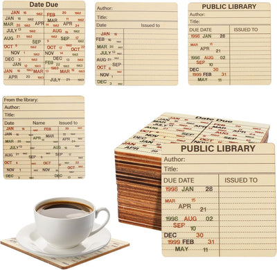 20 Posavasos Madera para Bebidas Vintage Biblioteca