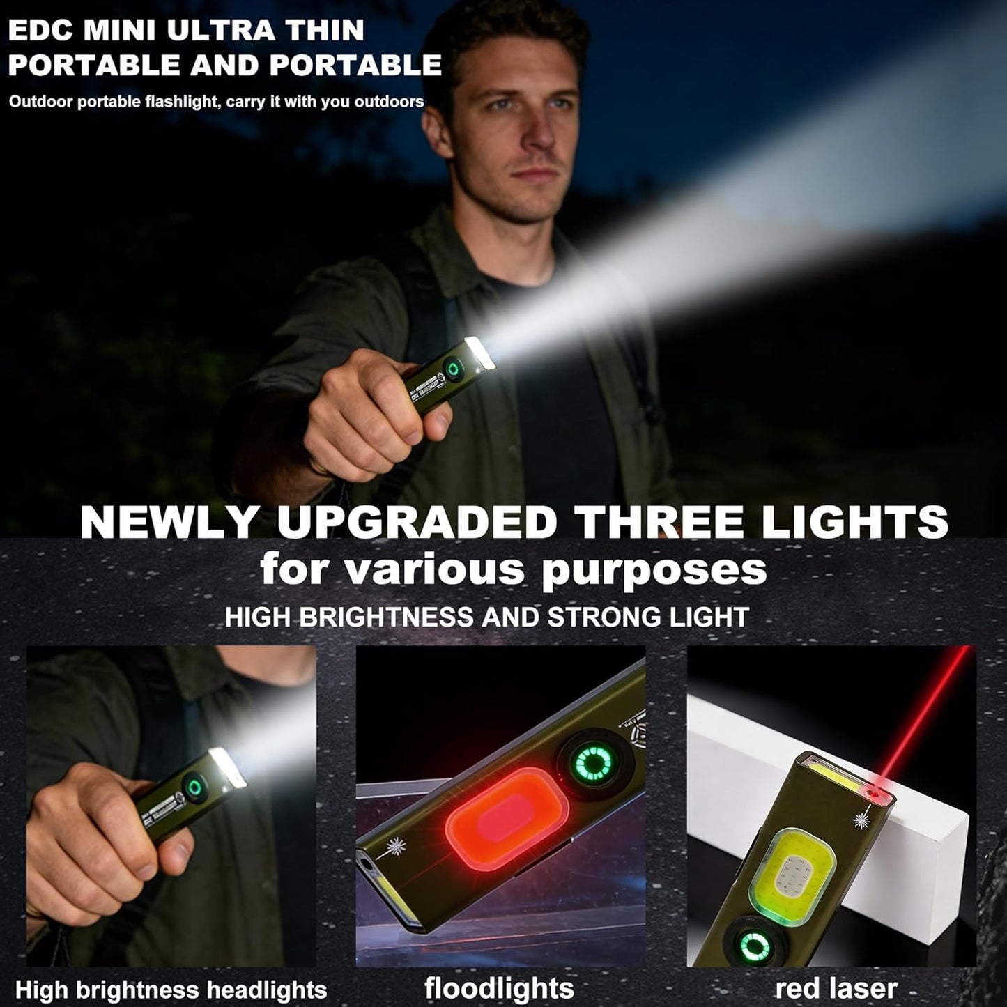 Linterna LED de bolsillo multimodo con base magnética