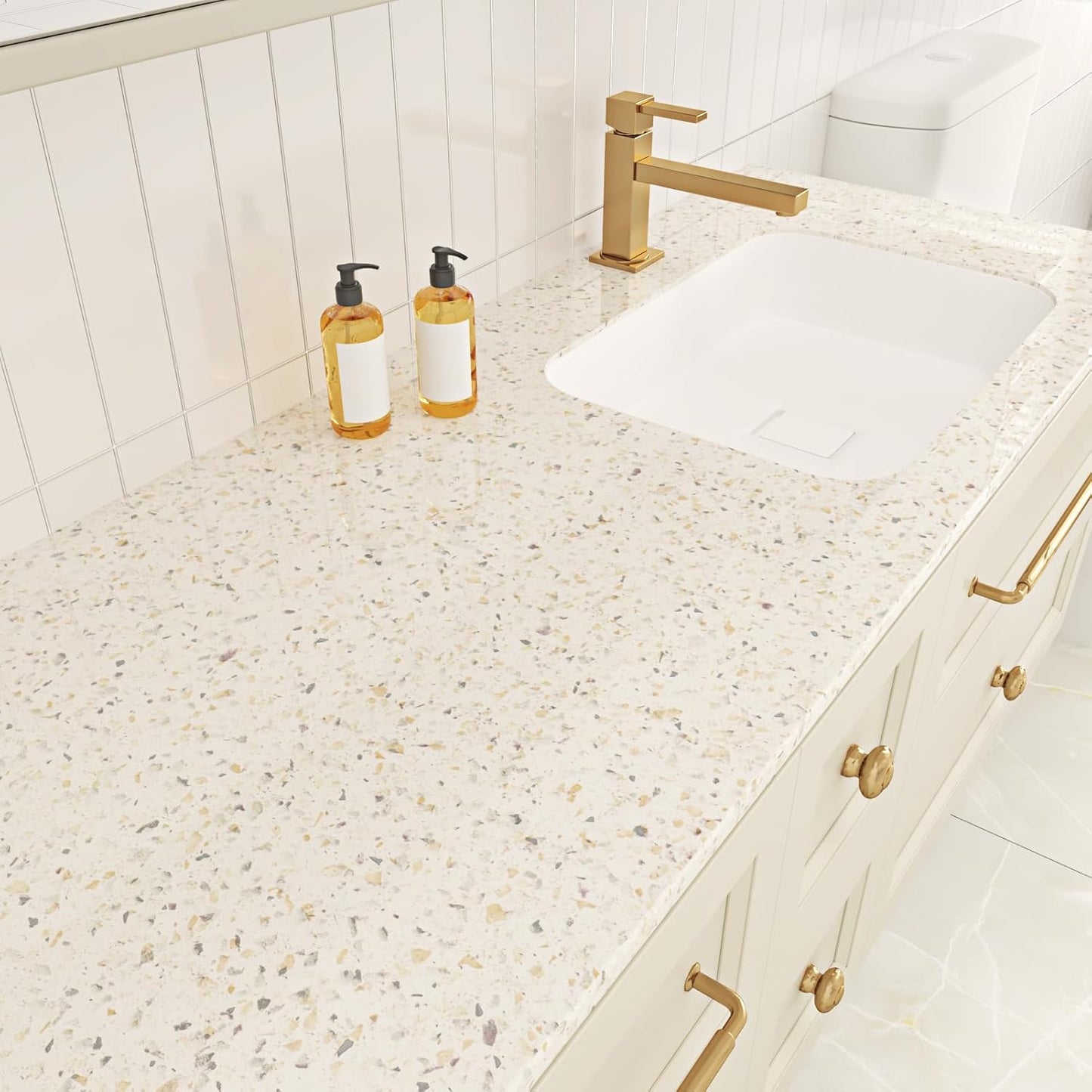 Papel tapiz granito beige brillante autoadhesivo