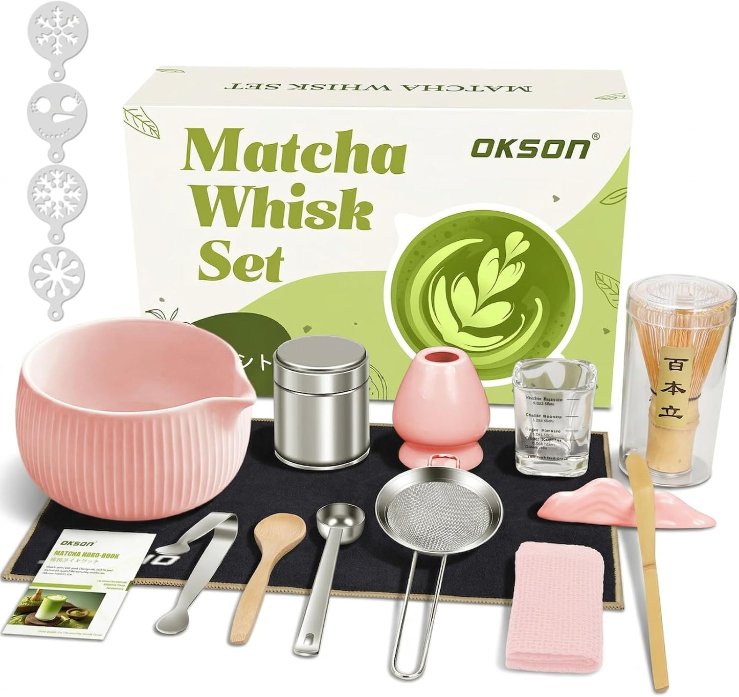 Juego de batidor de matcha 15 piezas con cuencos cerámica soporte bambú taza medidora vidrio