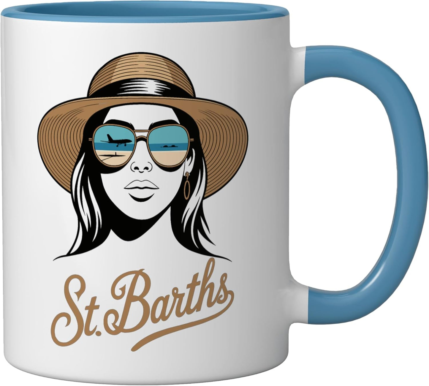 Taza Cerámica Viaje Caribeña Azul/Blanco