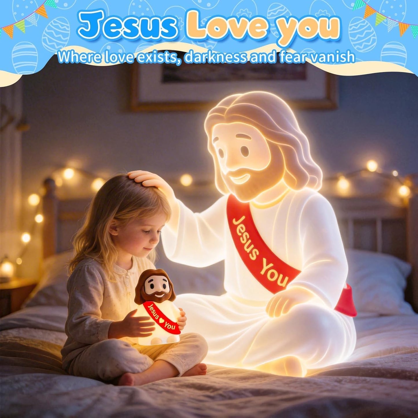 Luz nocturna de Jesús recargable silicona regulable