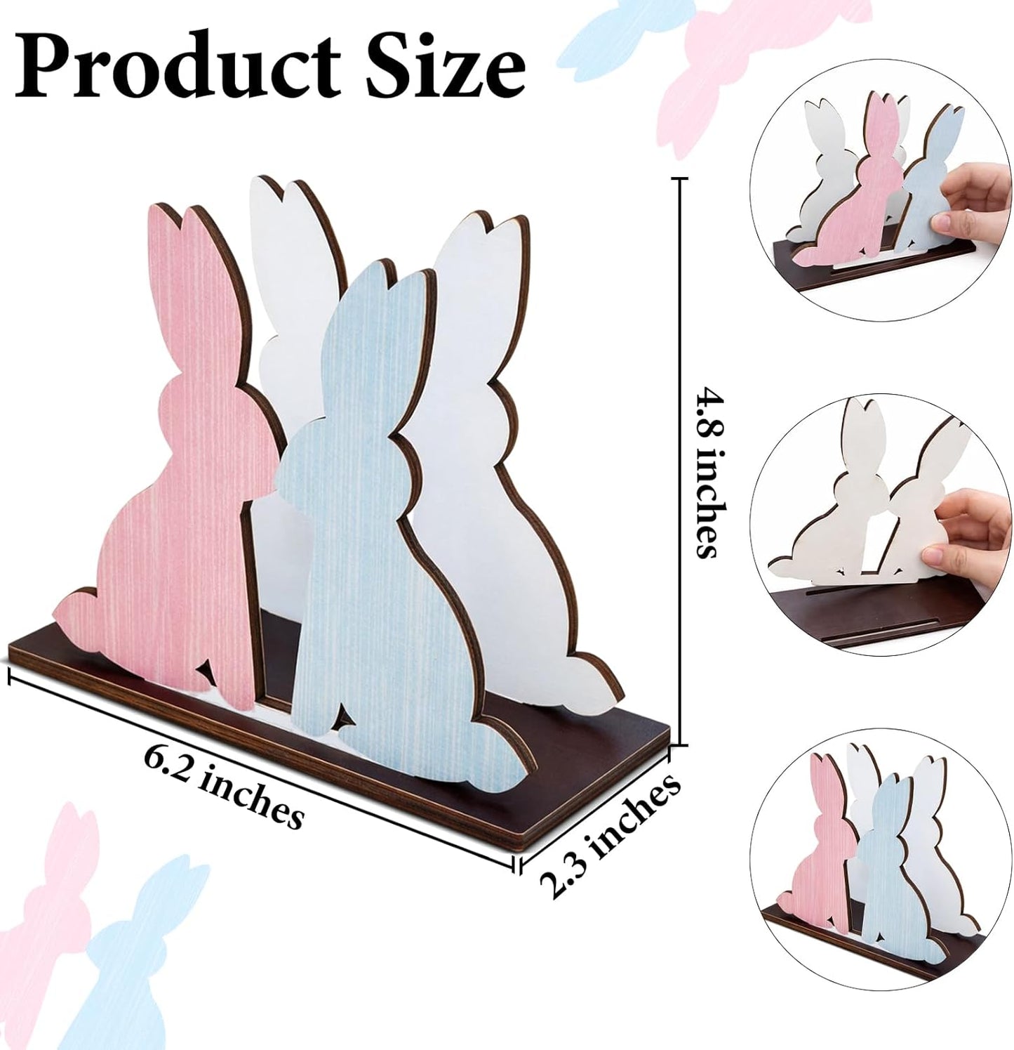 Servilletero Pascua madera conejito rosa dispensador pañuelos