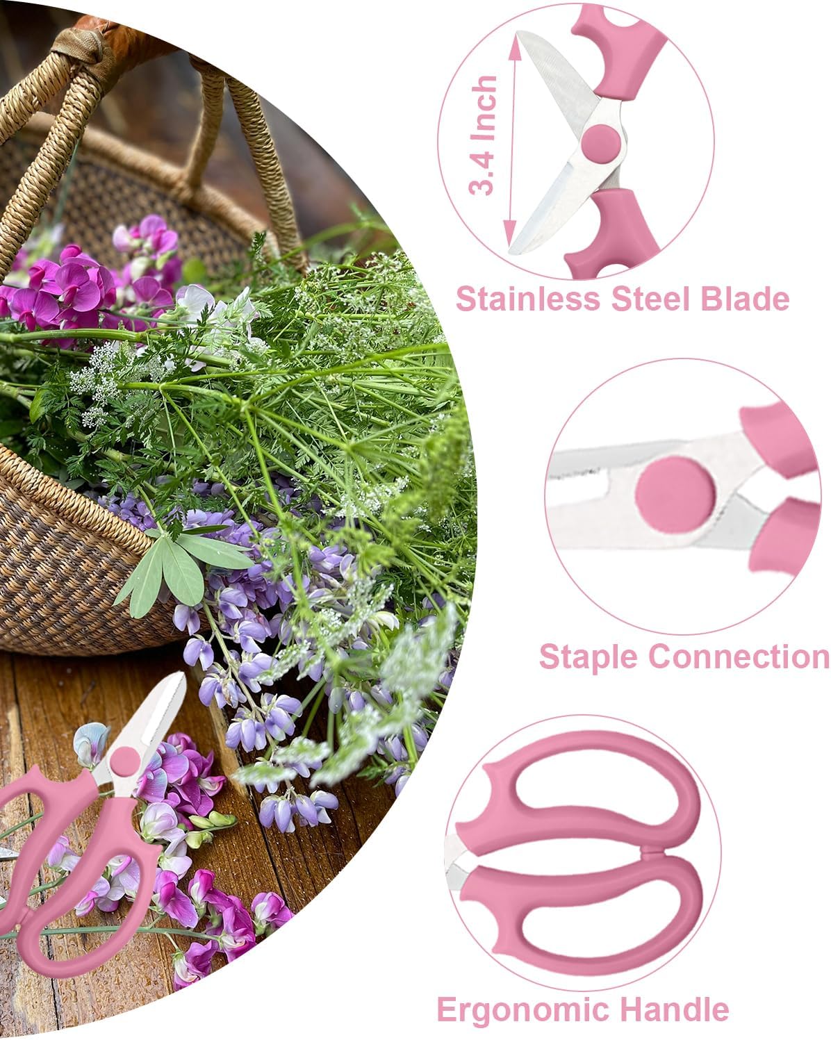 Tijeras florales acero inox 4 pzas colores surtidos