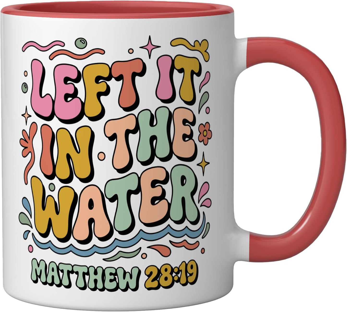 Taza Cerámica Roja/Blanca Versículo 28:19