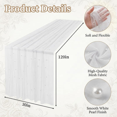 2 Pzas Funda Mesa Encaje Blanco 30x120pulg Para Boda Fiesta
