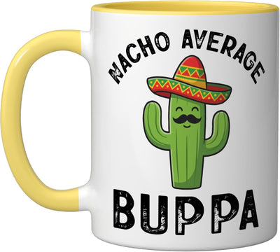 Taza cerámica Nacho Average BUPPA divertida para abuelo mexicano amarilla/blanca