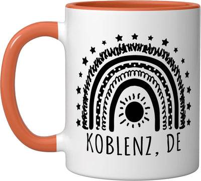 Taza cerámica Koblenz diseño arcoíris orange/white
