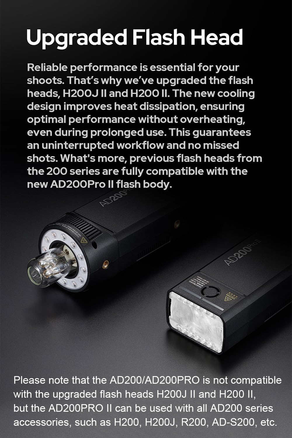 Flash AD200Pro II 200ws TTL múltiples cabezales reciclaje 0.01-1.8s