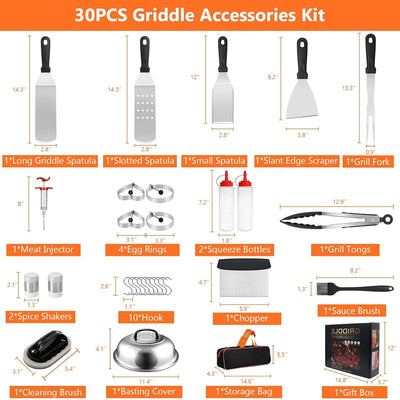 Accesorios parrilla Blackstone 30 Pzas espátula tapa rociar aros