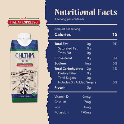 Café italiano auténtico bajo en calorías 11 oz (12 unidades)