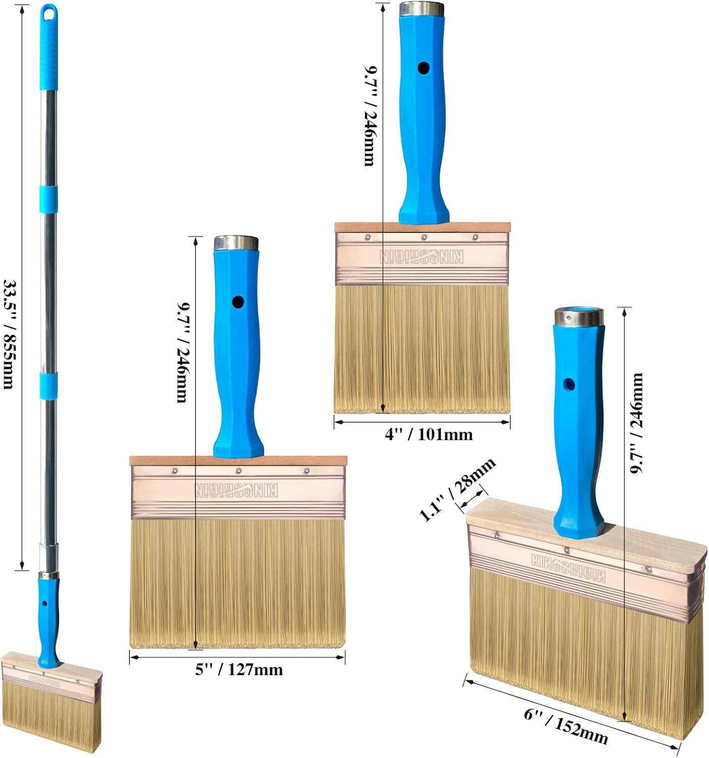 Set 3 Pinceles Madera para Paredes