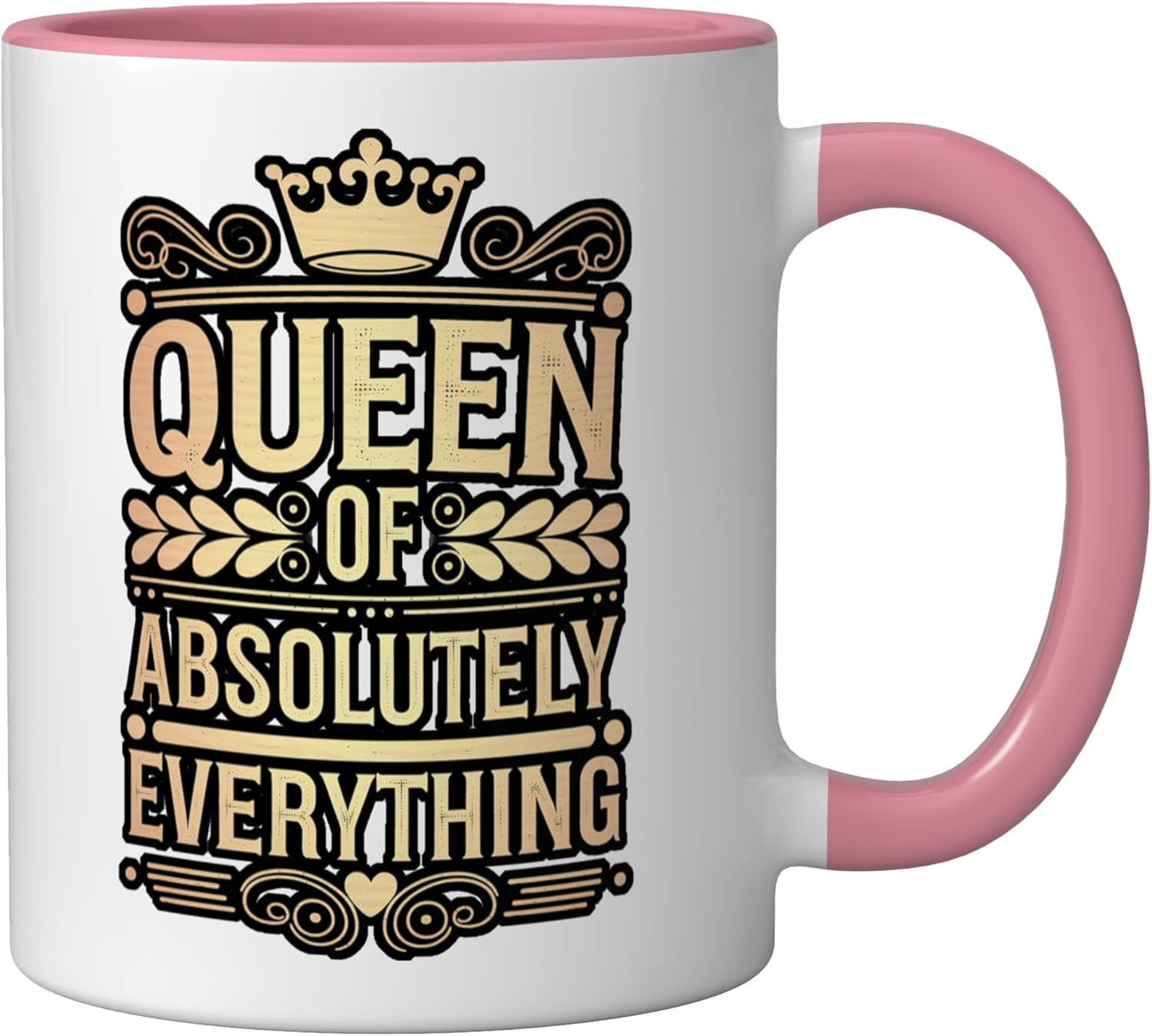 Taza cerámica Queen Of Absolutely Everything Confidence Feminism rosa/blanca