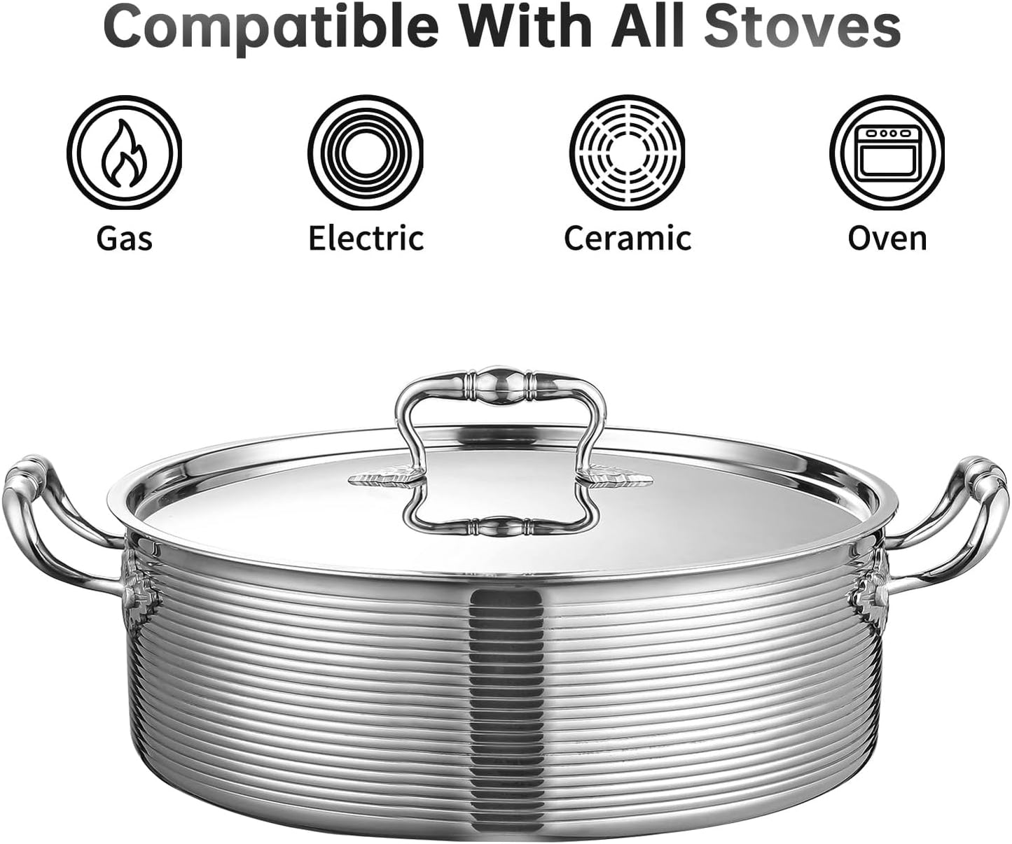 Olla Acero Inox 8qt Sarten Diaria 13pulg Induccion